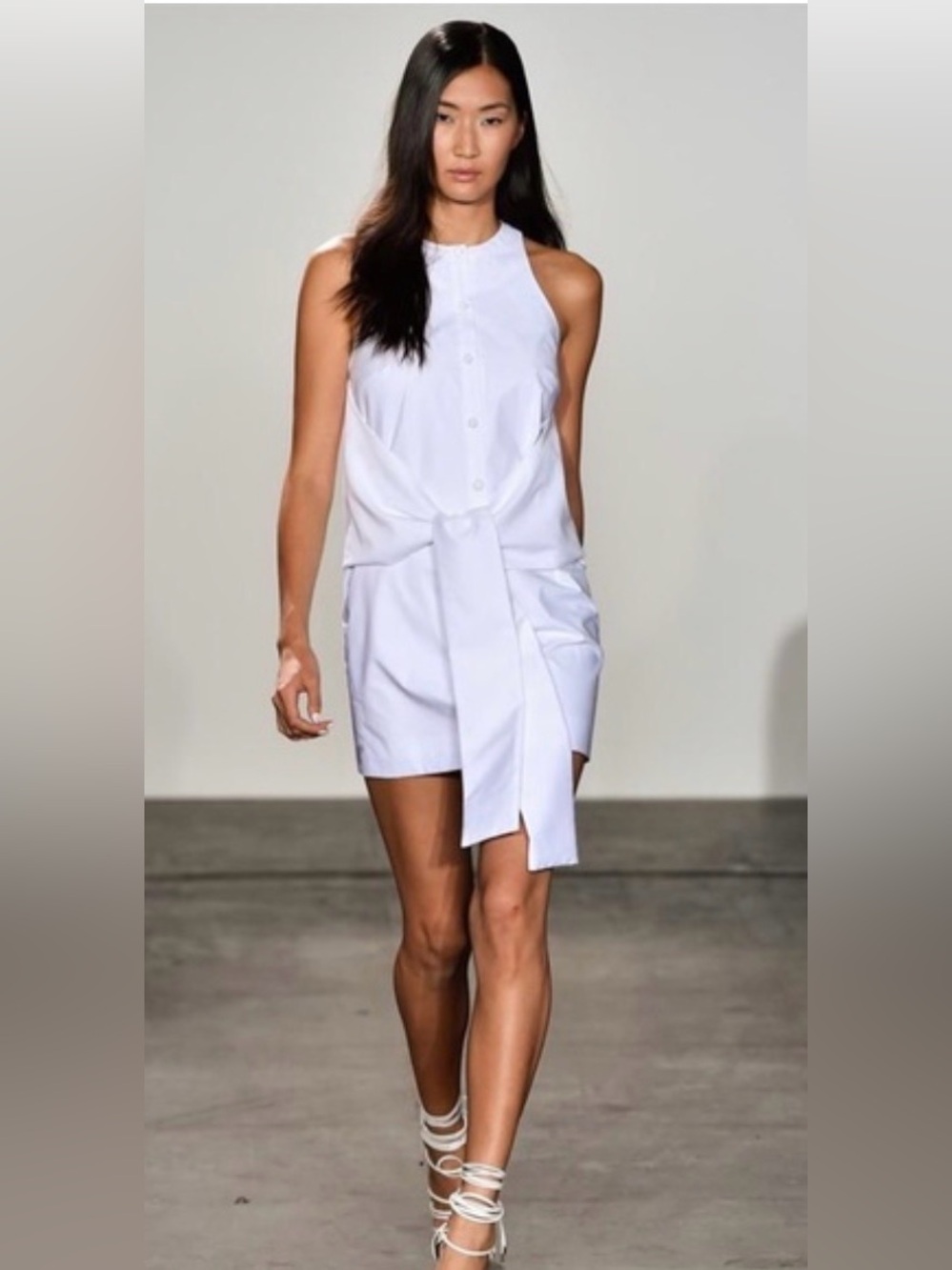 Misha Nonoo Kate Sash Dress White Swarovski Crystal Embellished NWT Size 2